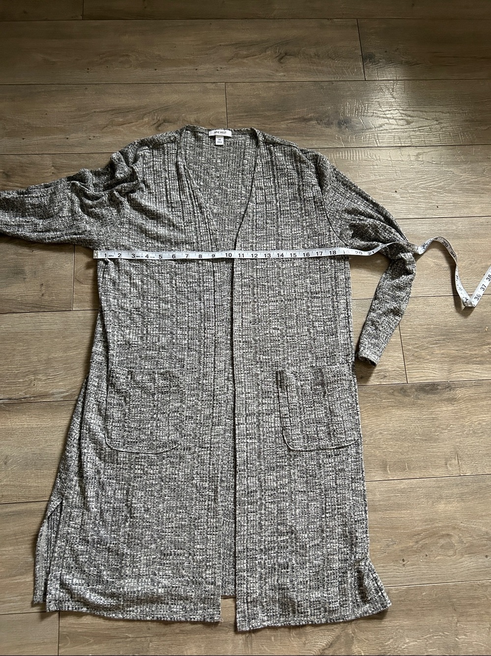 Grey Open-Front Longline Cardigan Sweater - Picture 7 of 12
